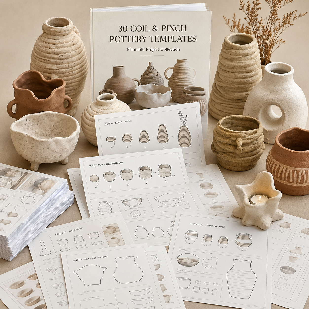 30 Coil & Pinch Pottery Templates